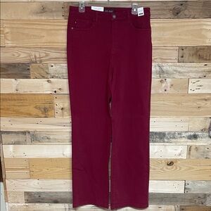 Judy Blue size 13/31 Stretchy Flare Leg Jeans in Red with Heart Shape Pockets